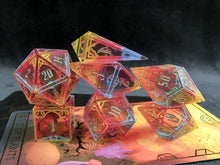 Load image into Gallery viewer, Pan Sunrise - Set of 7 Gothic Frame Dice
