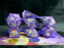 Load image into Gallery viewer, Amethyst Ballroom - Set of 7 Gothic Frame Dice
