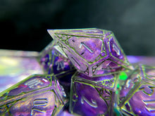 Load image into Gallery viewer, Metal from Heaven - Set B - Set of 7 Gothic Frame Dice
