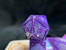 Load image into Gallery viewer, Amethyst - Partial Set of 6 Gothic Frame Dice
