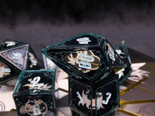Load image into Gallery viewer, Midnight in the Garden - Set A - Set of 7 Gothic Frame Dice
