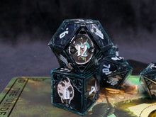Load image into Gallery viewer, Midnight in the Garden - Set B - Set of 7 Gothic Frame Dice
